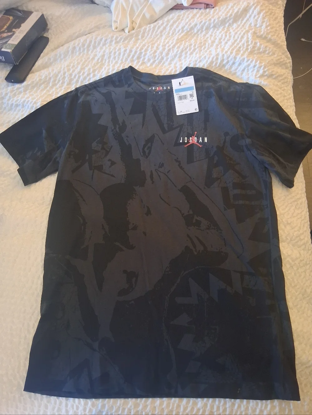 Jordan Black Short-Sleeve Graphic Tee with Red Jumpman